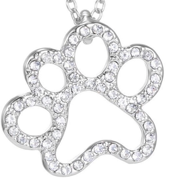 RHINESTONE  PET PAW PRINT PENDANT NECKLACE - Picture 3 of 3